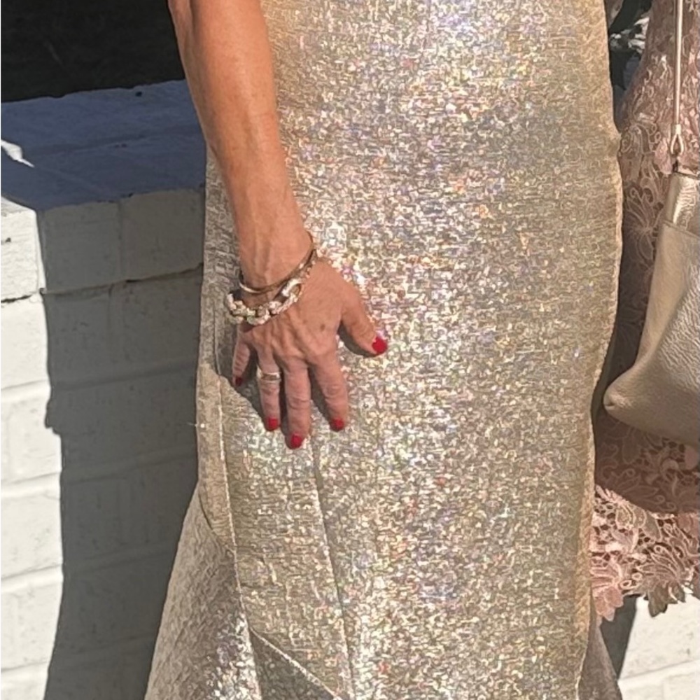 Elegant gold evening gown.